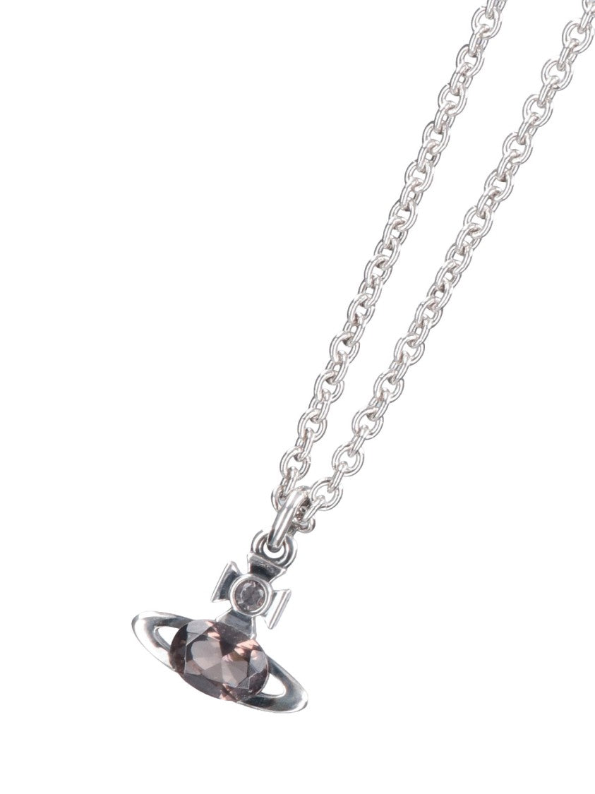 Vivienne Westwood Silver Orb Pendant Strass Brass Necklace
