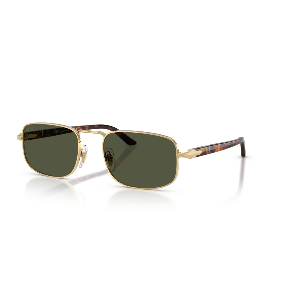 Persol 0Po1027s Rectangular Metal Sunglasses With Tortoiseshell Temples