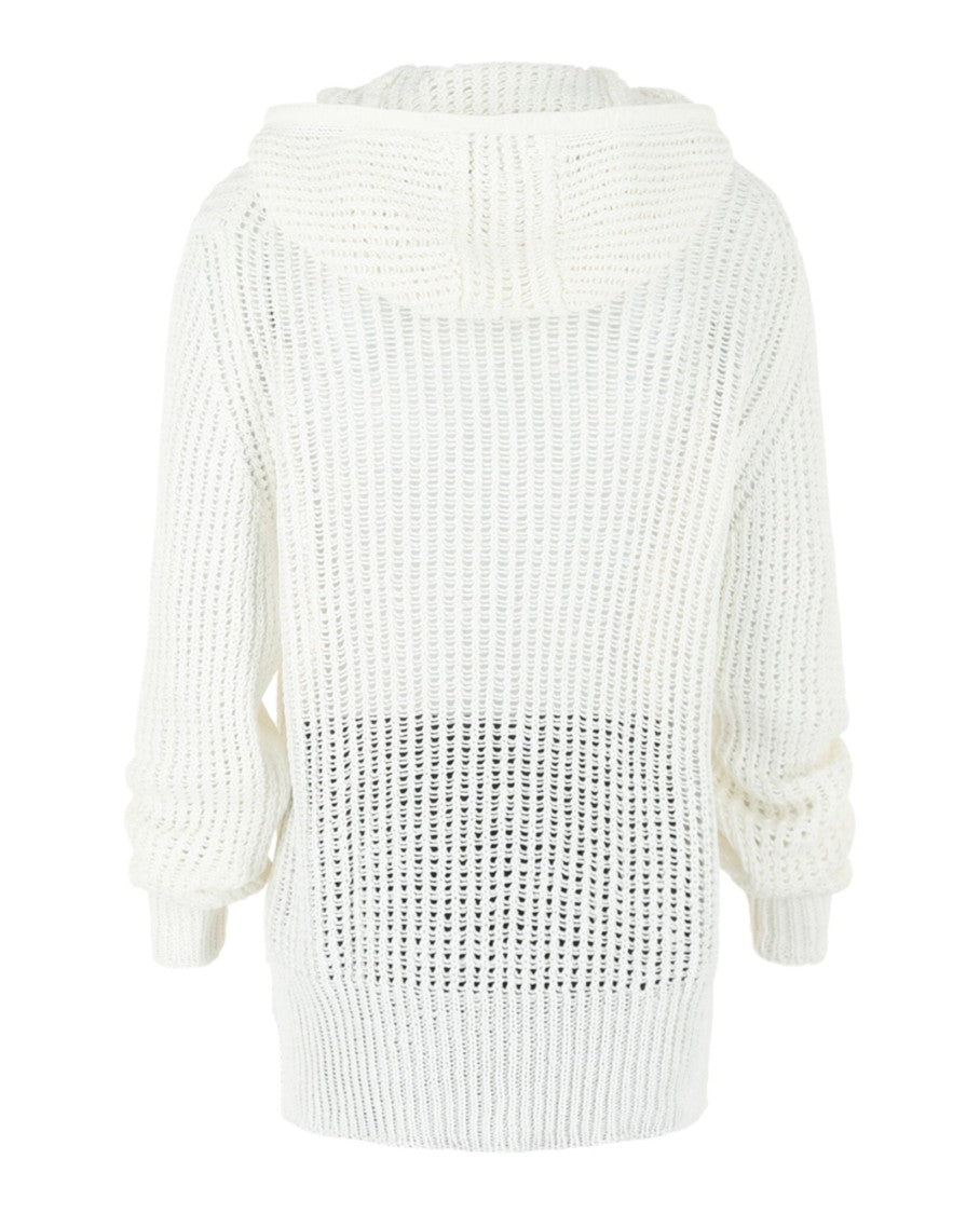 Ferragamo Crochet Drop-Sleeve Hoodie With Ribbon Trim