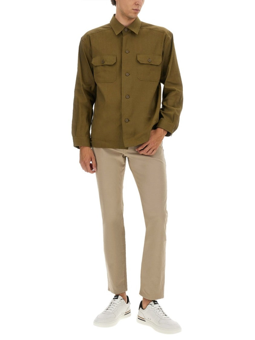 Boss Stretch Linen And Viscose Shirt