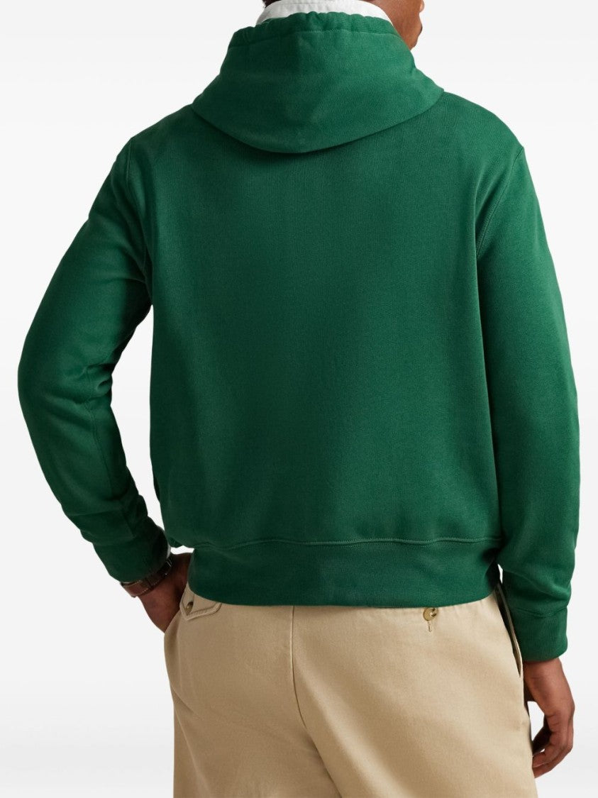 Polo Ralph Lauren Green Hooded Sweatshirt With Vintage Bear Graphic