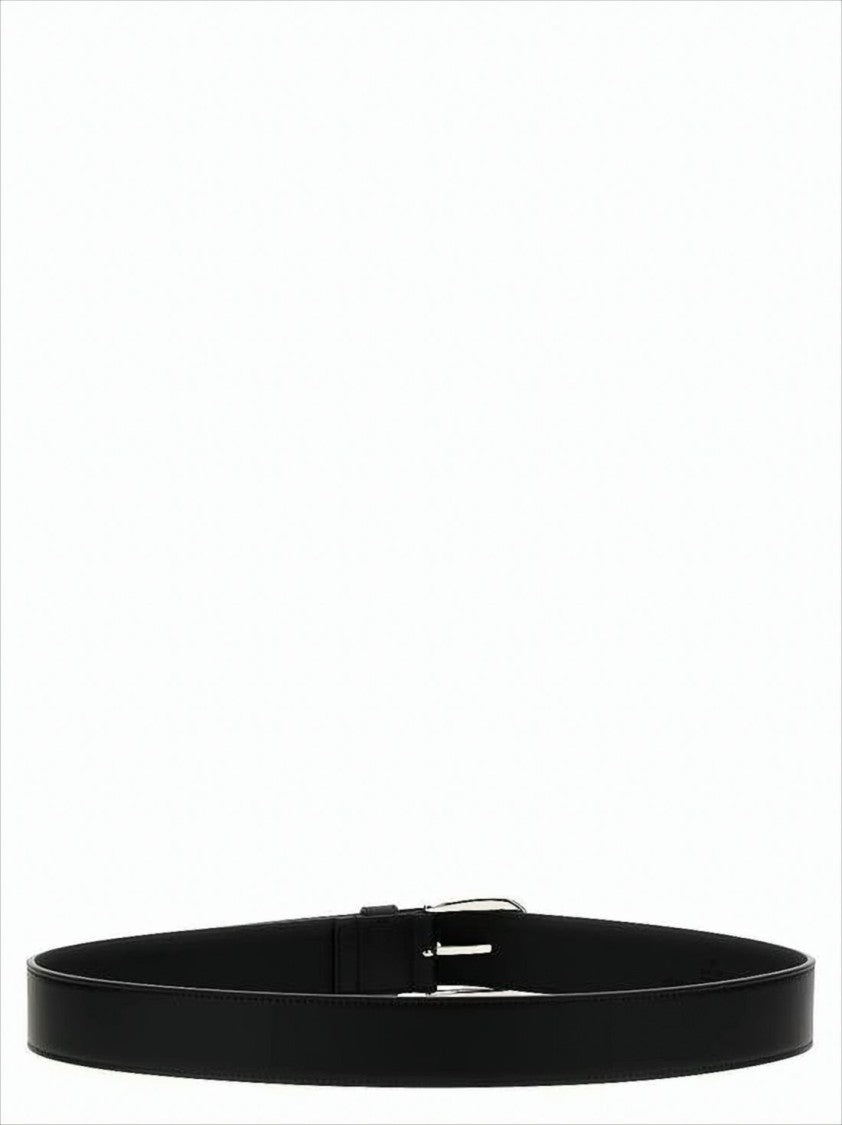 Gucci Smooth Polished Leather Belt With Silver Buckle