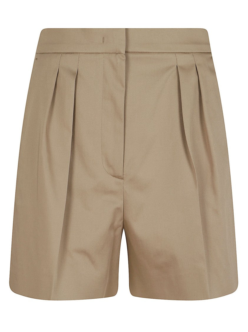 Max Mara Beige Tabacco Cotton Satin Shorts