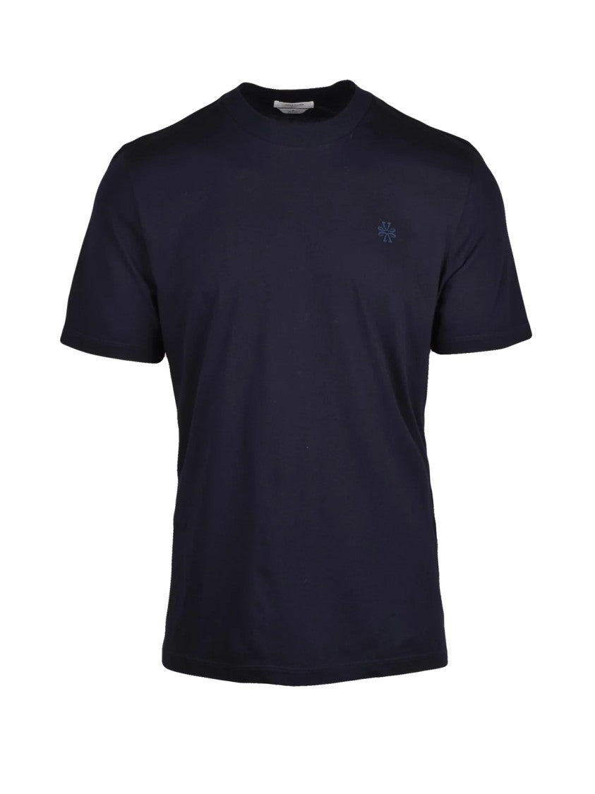 Jacob Cohen Minimalist Blue Cotton T-Shirt With Subtle Embroidered Logo