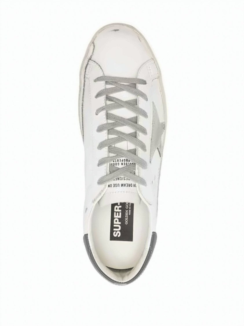Golden Goose Distressed White Leather Low-Top Sneakers