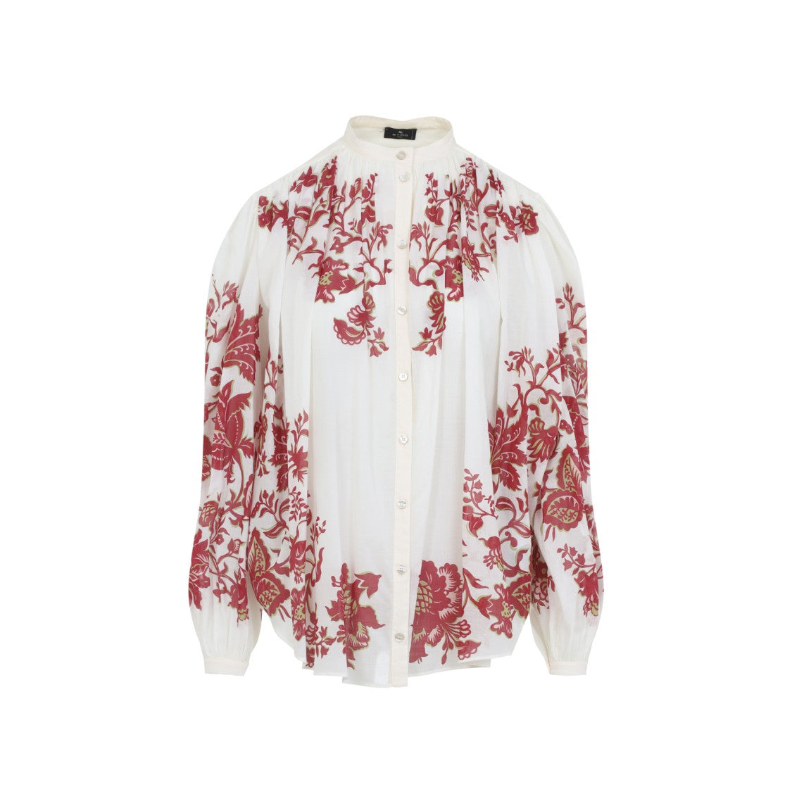 Etro Pleates Band Collar Cotton Shirt