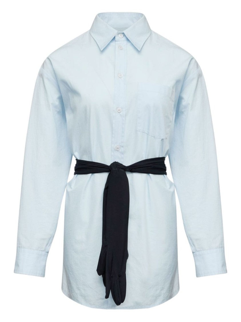 Mm6 By Maison Margiela Light Blue Tie Detail Shirt