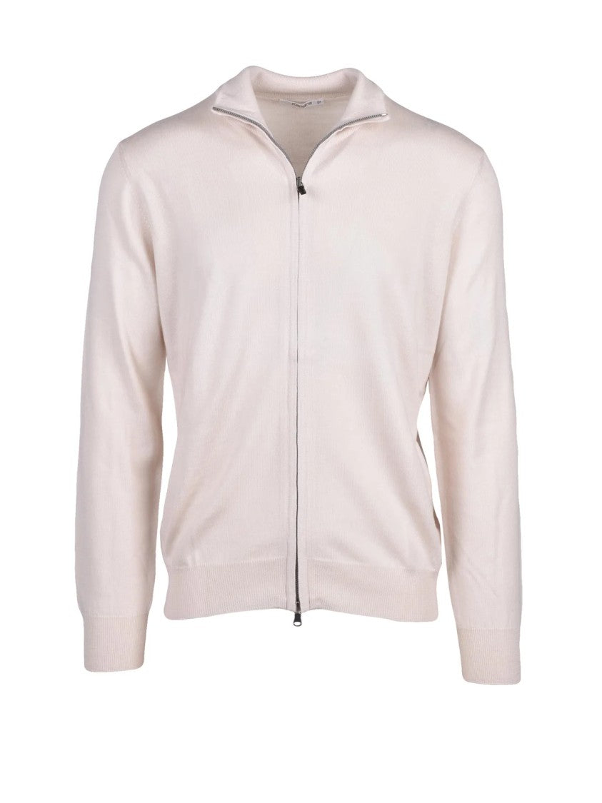Kangra Beige Merino Wool Zip Cardigan