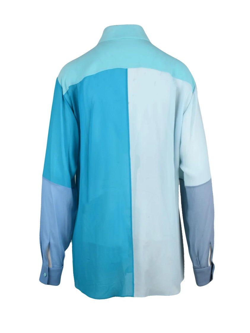 Dolce & Gabbana Turquoise Patchwork Print Silk Shirt