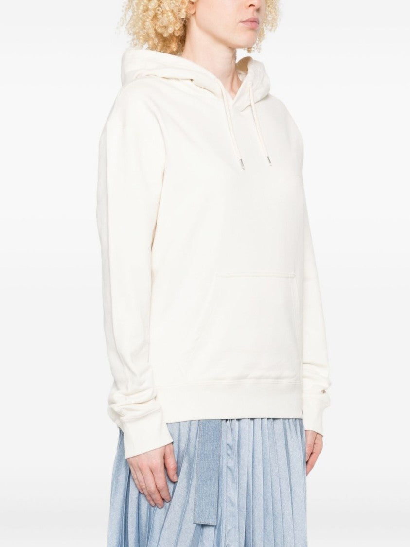 Courrèges Relaxed Fit White Hoodie With Classic Kangaroo Pocket
