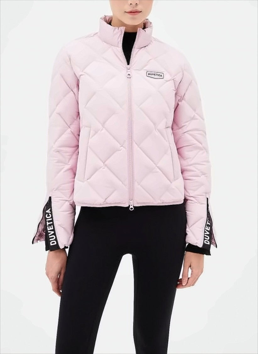 Duvetica Cropped Diamond-Quilted Padded Jacket With High Collar