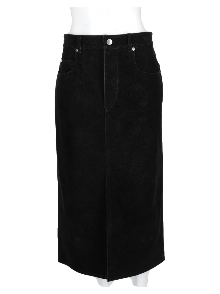 Isabel Marant Étoile Black Front Slit Five-Pocket Midi Skirt