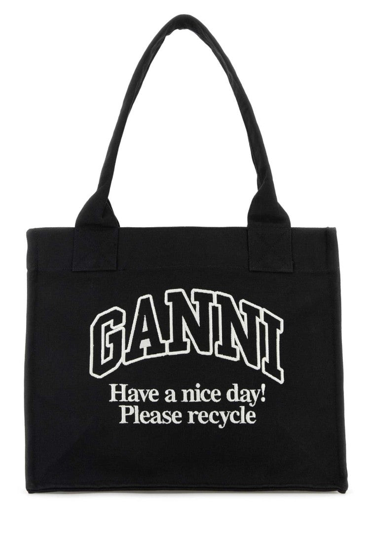 Ganni Black Canvas Shopping Bag