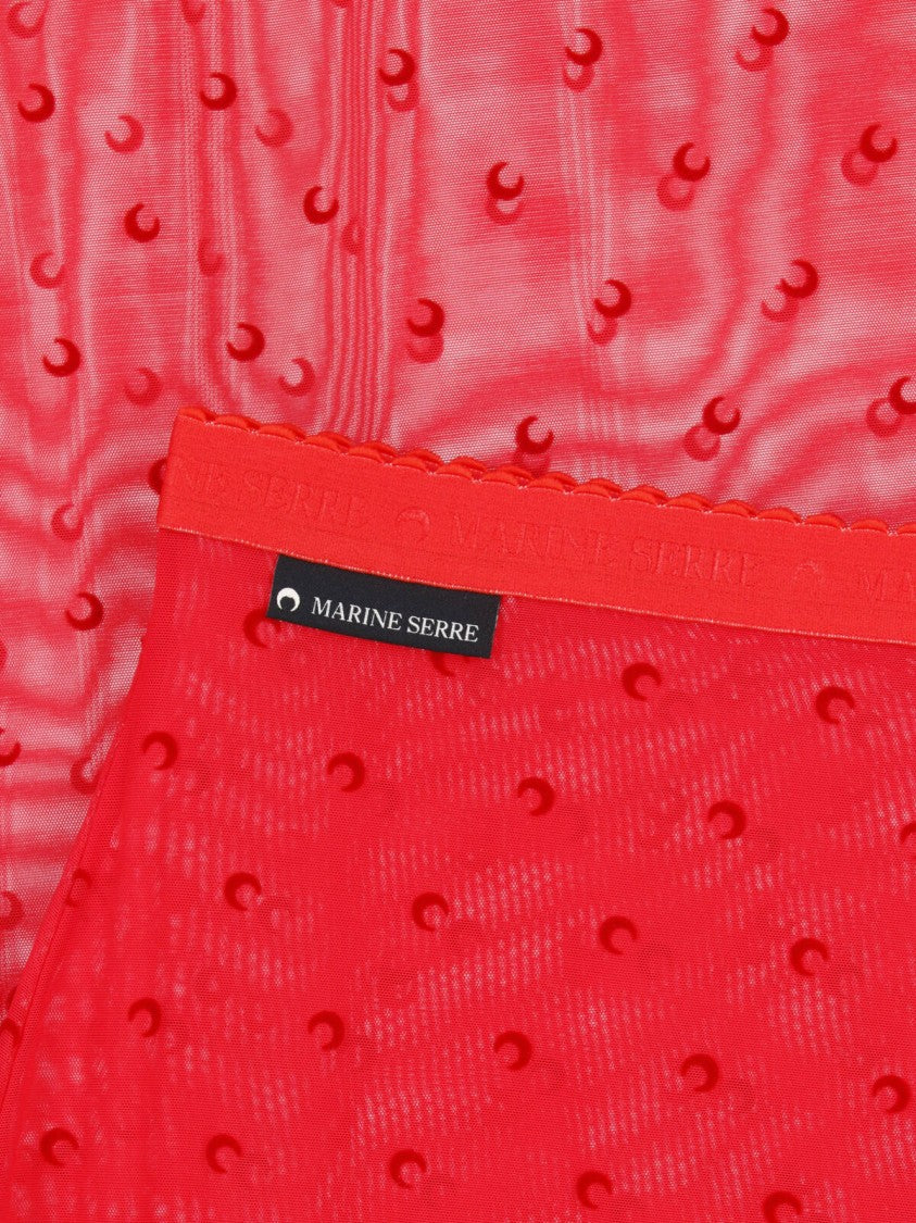 Marine Serre Red Moonogram Sheer Mesh Midi Skirt