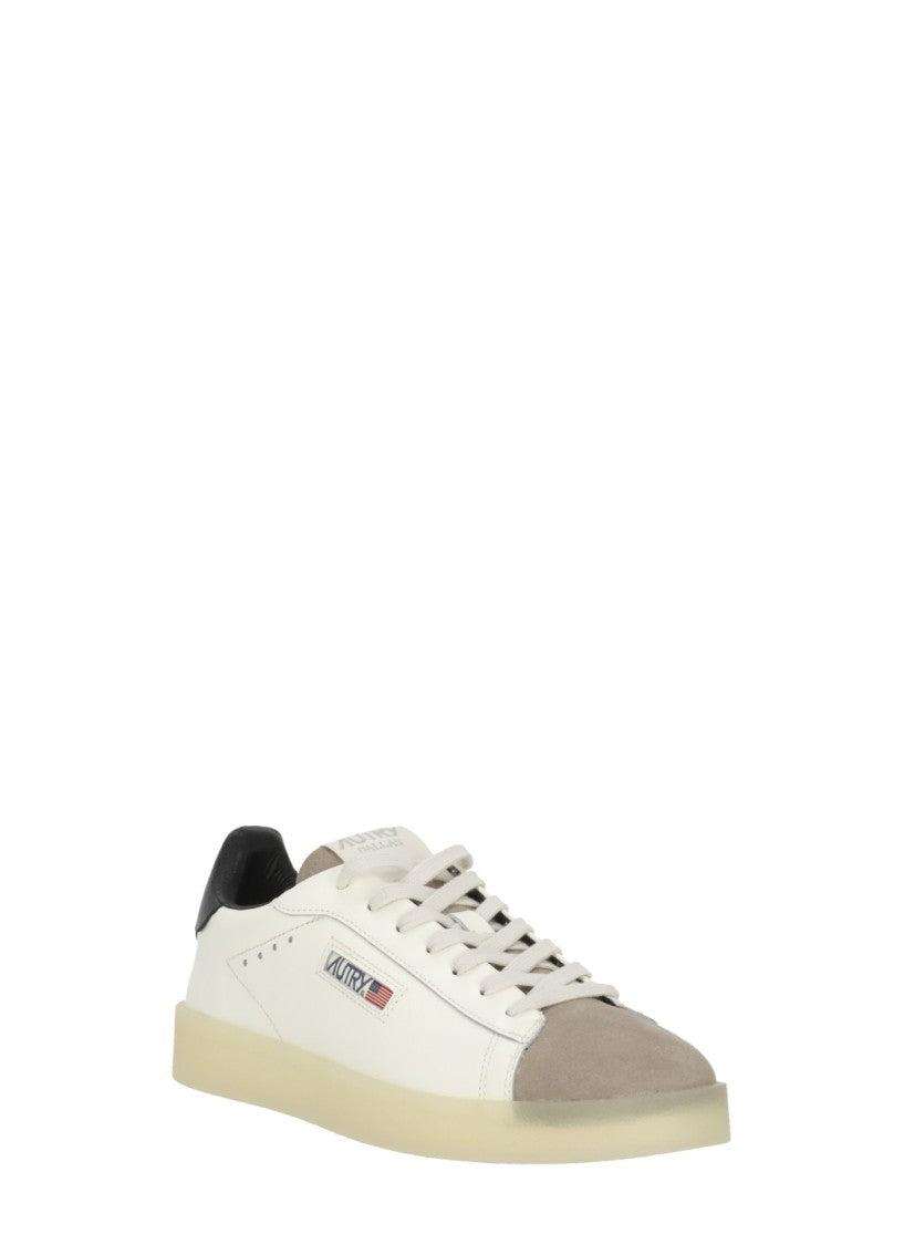 Autry White Grey Suede Toe Cap Leather Low-Top Sneakers