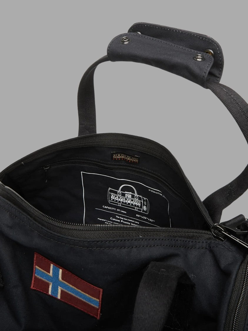 Napapijri Equator Cylindrical Black Cotton Duffle Bag