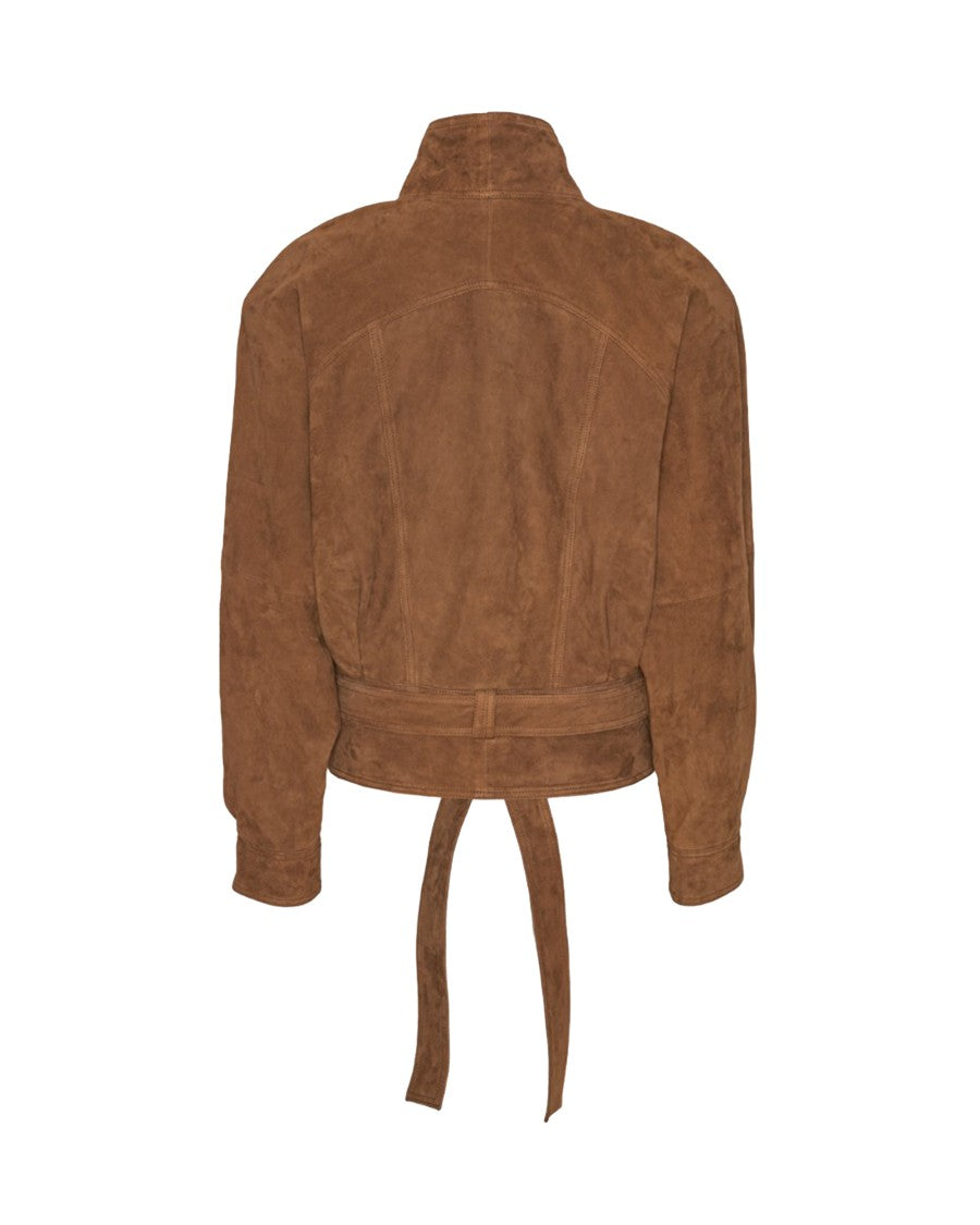Rotate Suede Bomber Jacket In Bison