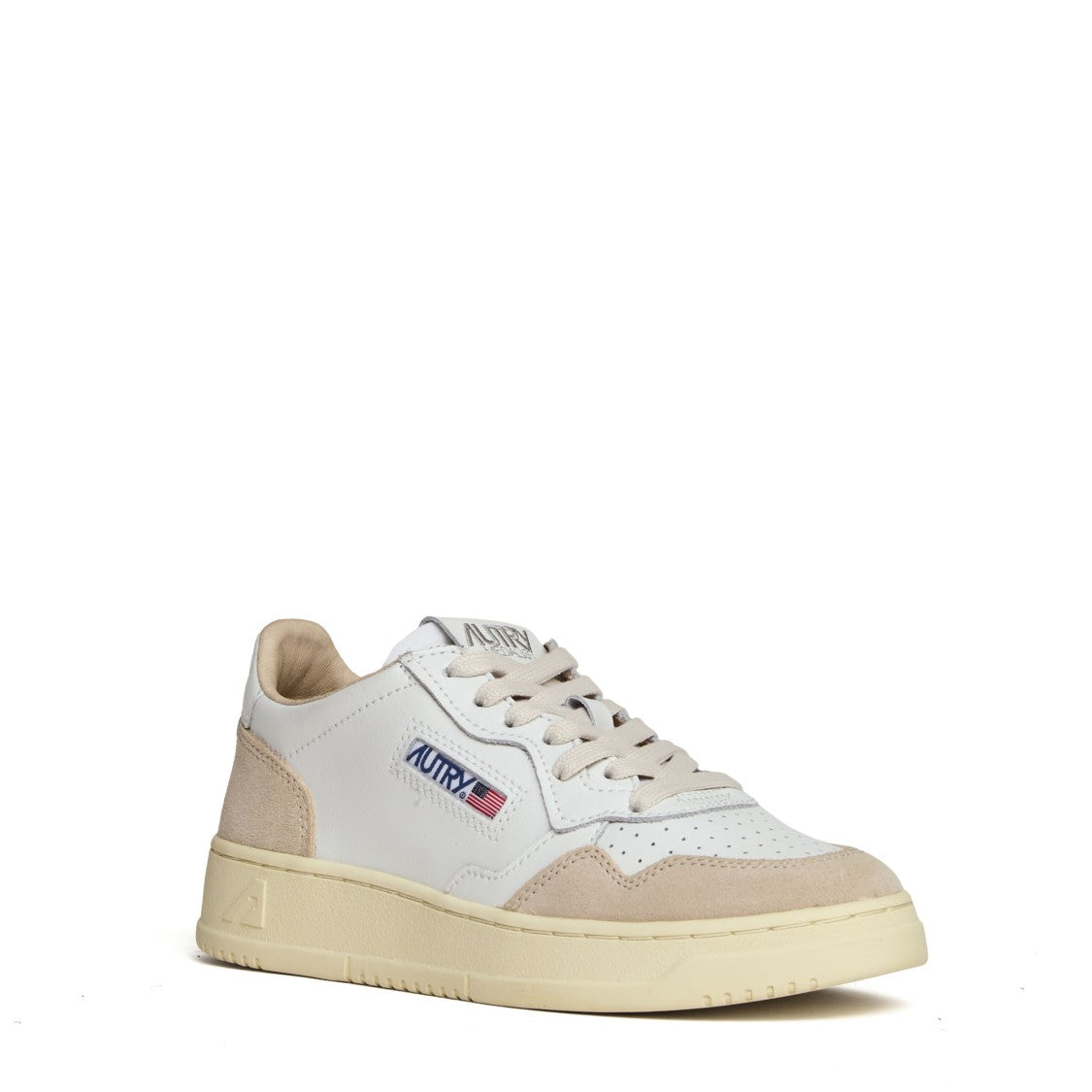 Autry White Beige Medalist Low Suede Sneakers