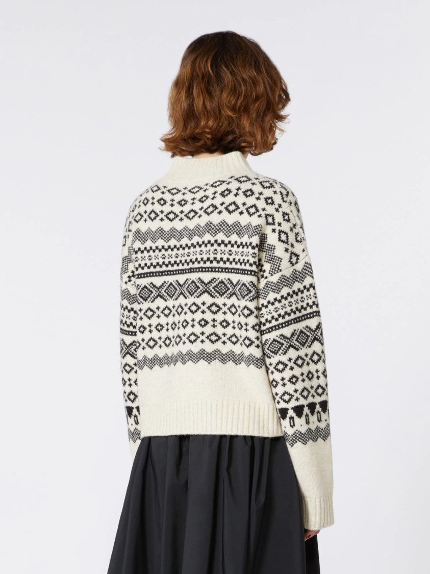 Max Mara Geometric Patterned Knit Sweater With Crew Neckline