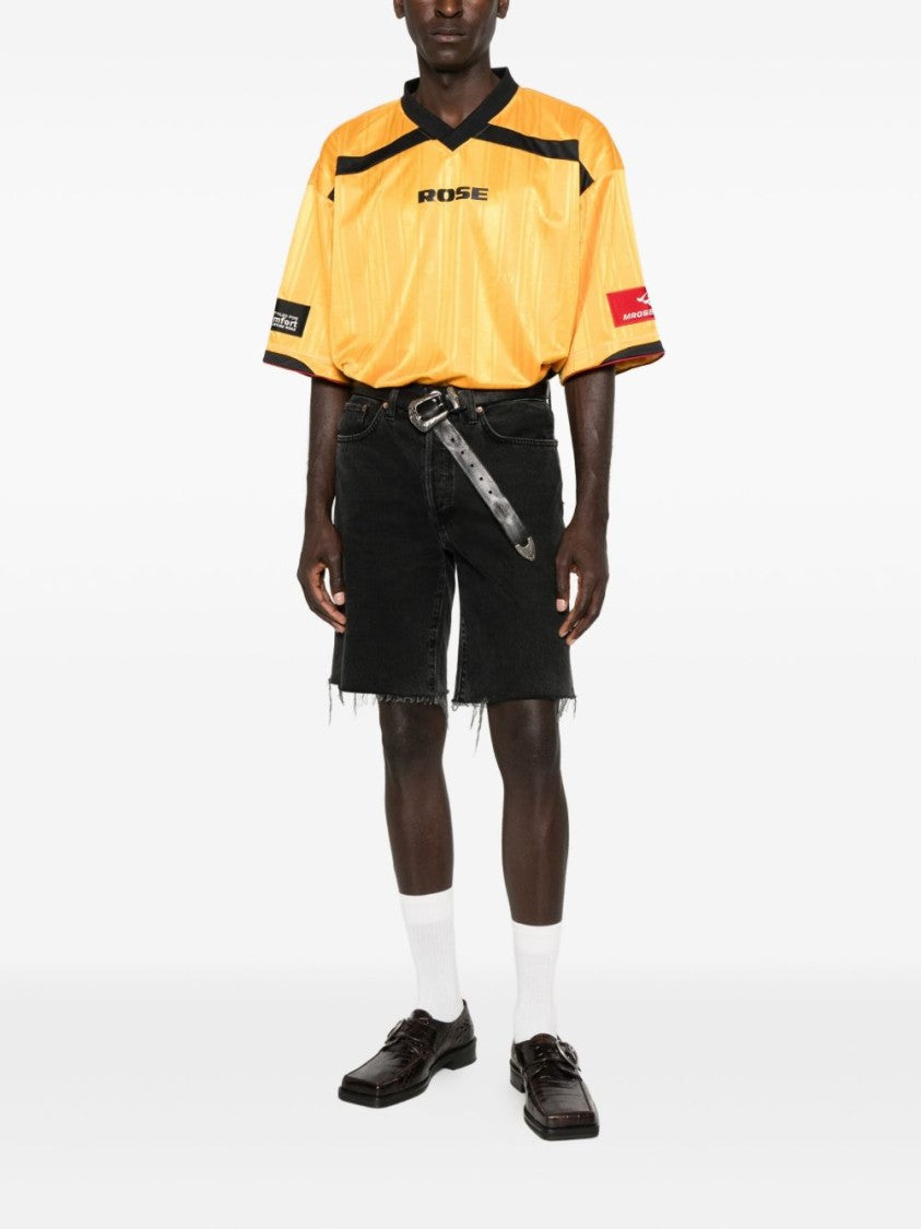 Martine Rose Football-Inspired V-Neck T-Shirt With Logo Accents