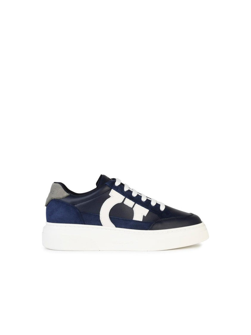 Salvatore Ferragamo Cassina' Blue Leather Sneakers
