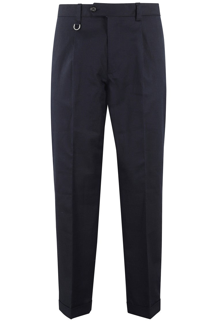 Paolo Pecora Tailored Blue Trousers With Ankle Cuffs