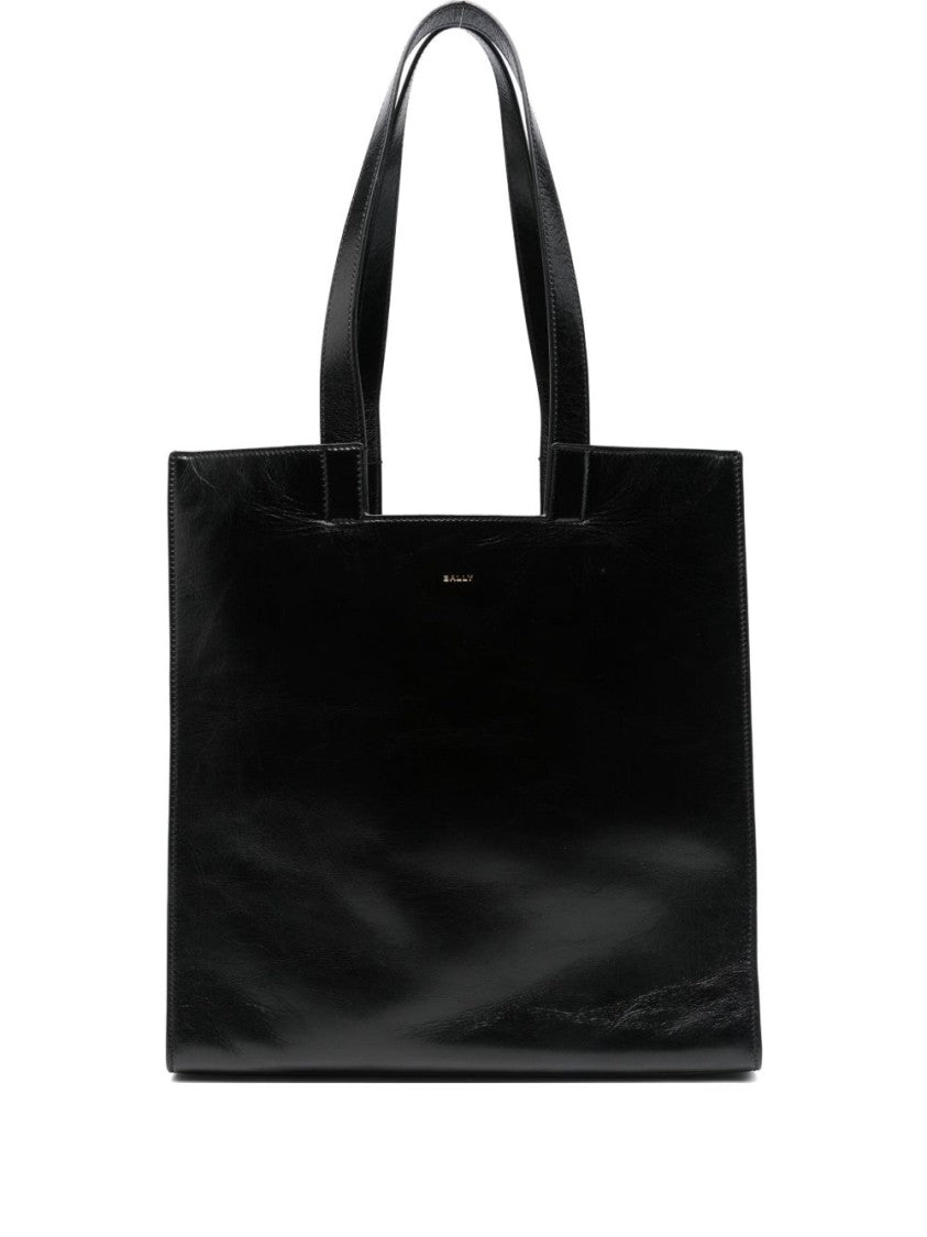 Bally Rectangular Black Calf Leather Tote Bag
