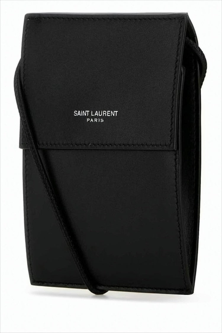 Saint Laurent Square-Shaped Smooth Leather Crossbody Bag