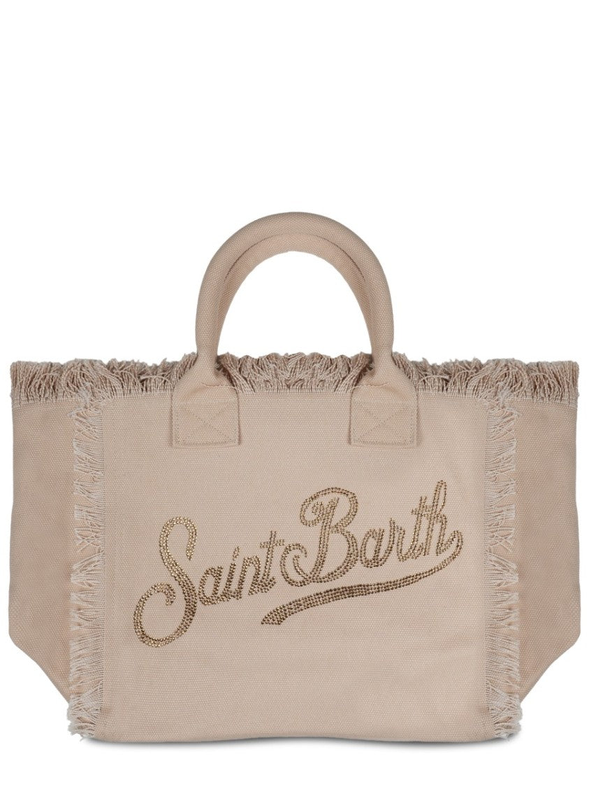 Mc2 Saint Barth Rectangular Cotton Tote Bag With Fringed Edges