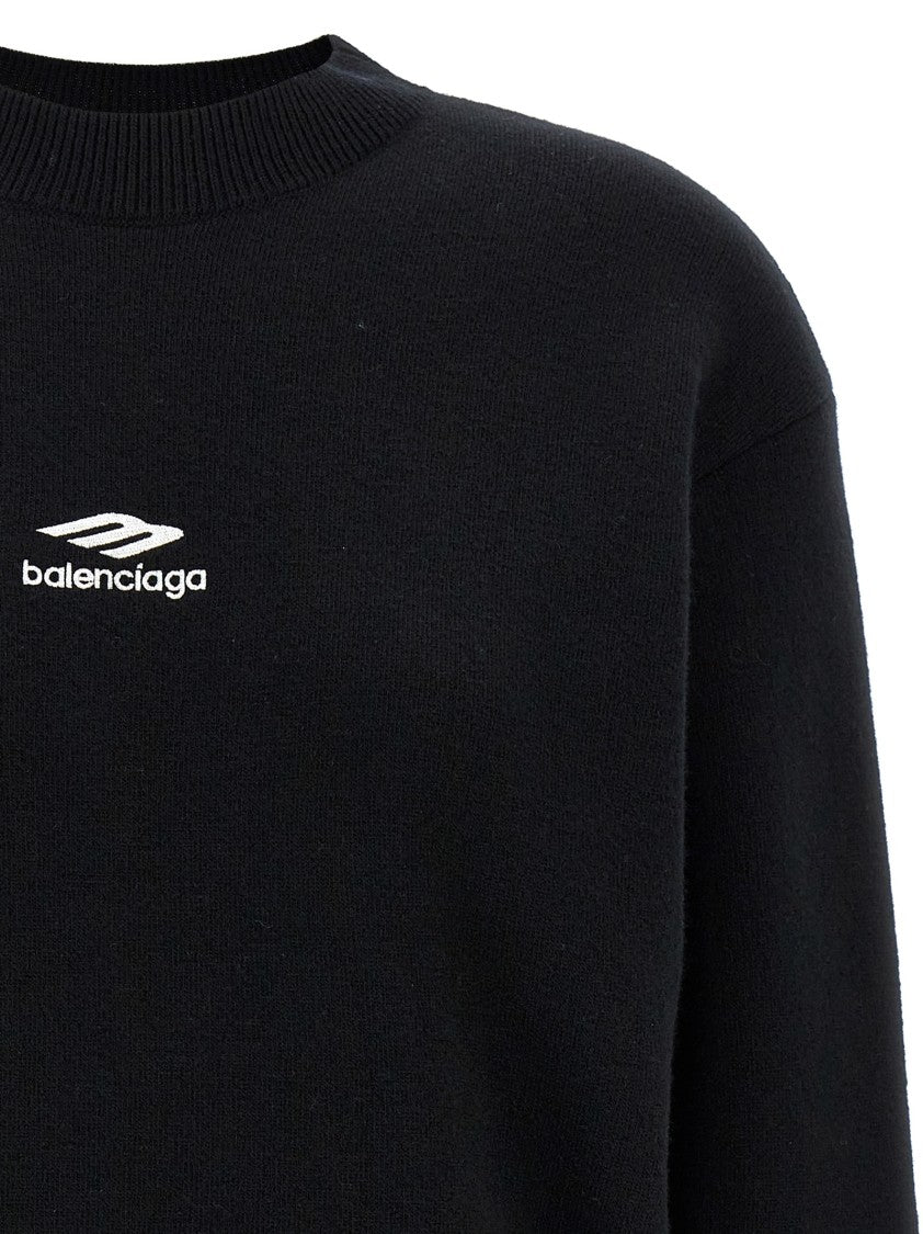 Balenciaga Logo-Embroidered Wool Blend Sweater