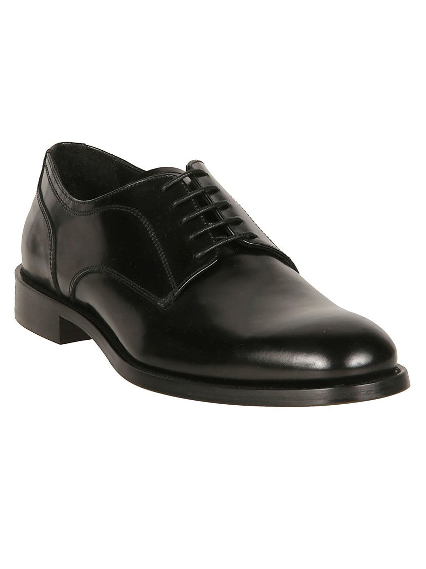 Baldinini Black Calf Leather Derby Shoes