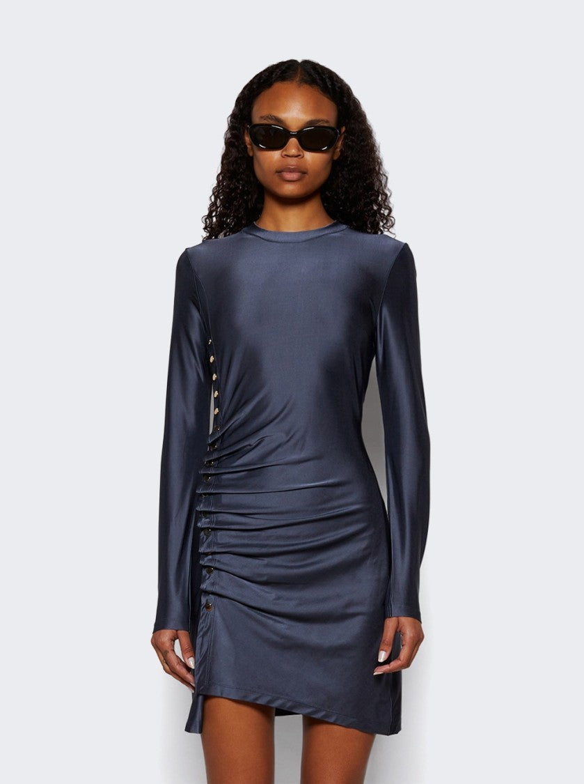 Rabanne Short Gathered Jersey Dress Slate Grey