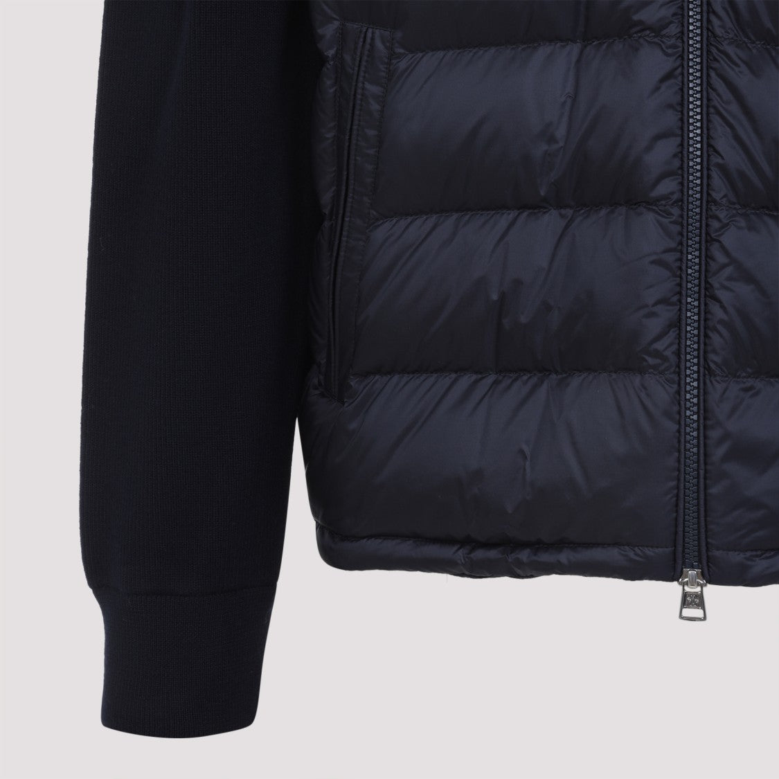Moncler Insulated Front Jacket With Knitted Sleeves