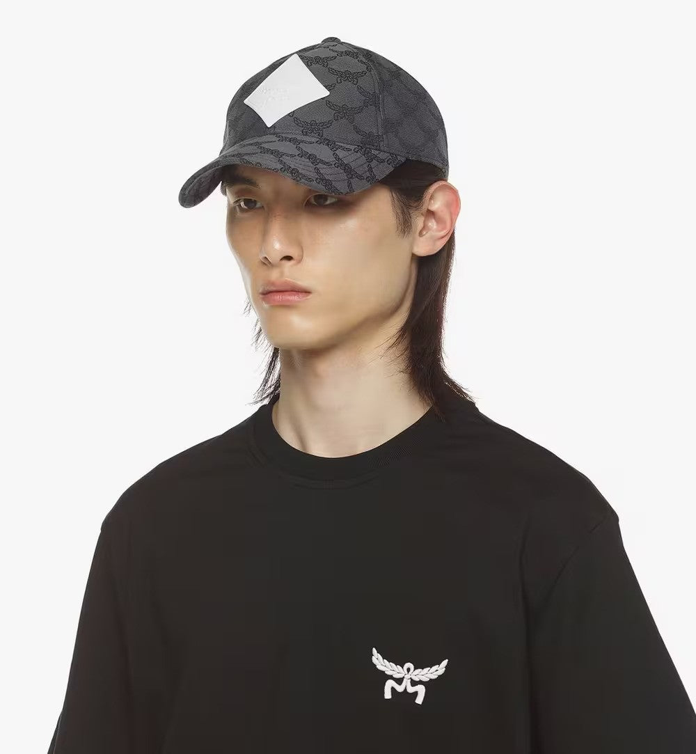 Mcm Double-Dyed Denim Jacquard Cap With Lauretos Monogram