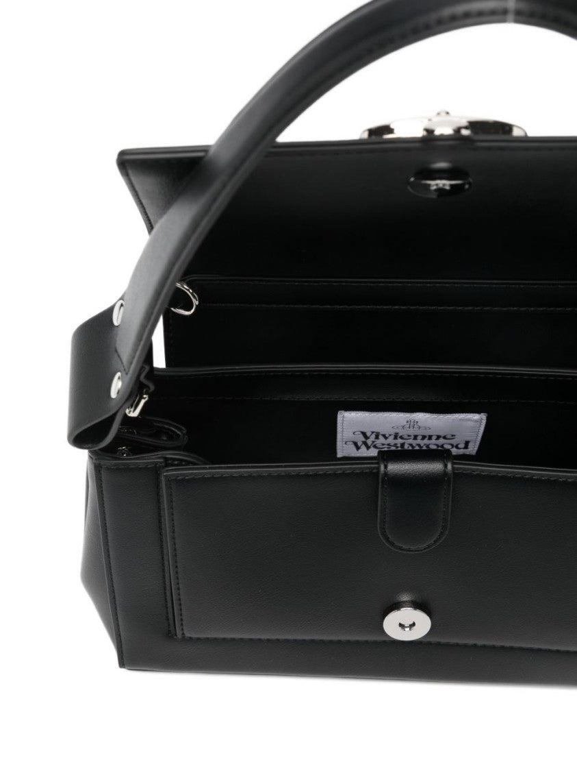 Vivienne Westwood Rectangular Black Handbag With Silver-Tone Emblem