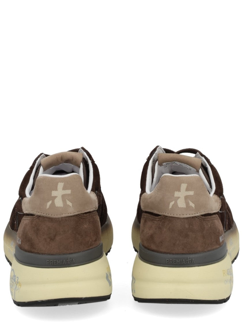Premiata Brown Suede Sneakers With Graphic Cream Sole