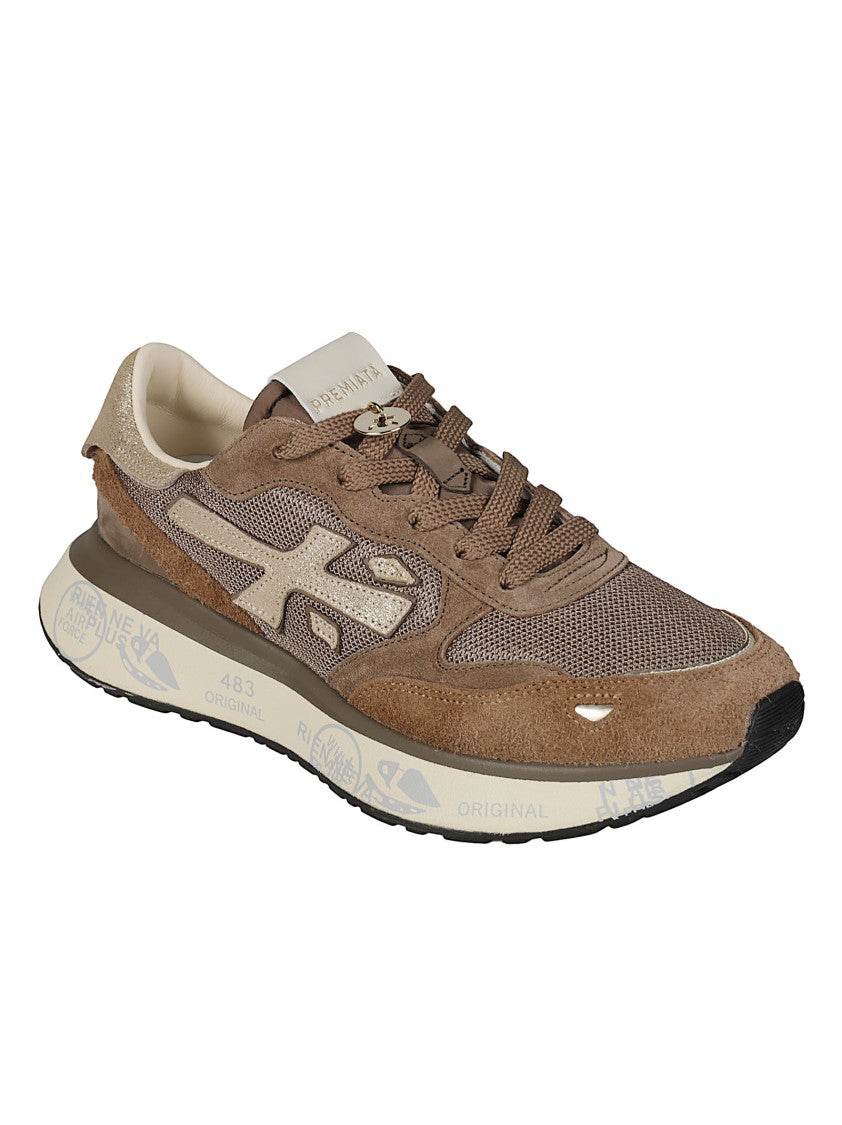 Premiata Lauryn Layered Suede Mesh Chunky Sneakers