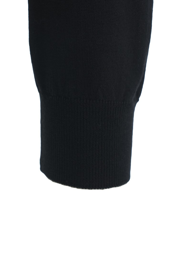 Grifoni Button-Up Black Wool Cardigan