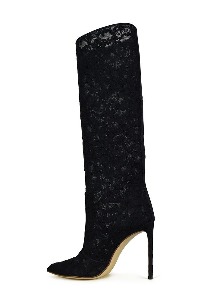 Francesco Russo Stiletto Lace Boots With Transparency Detail