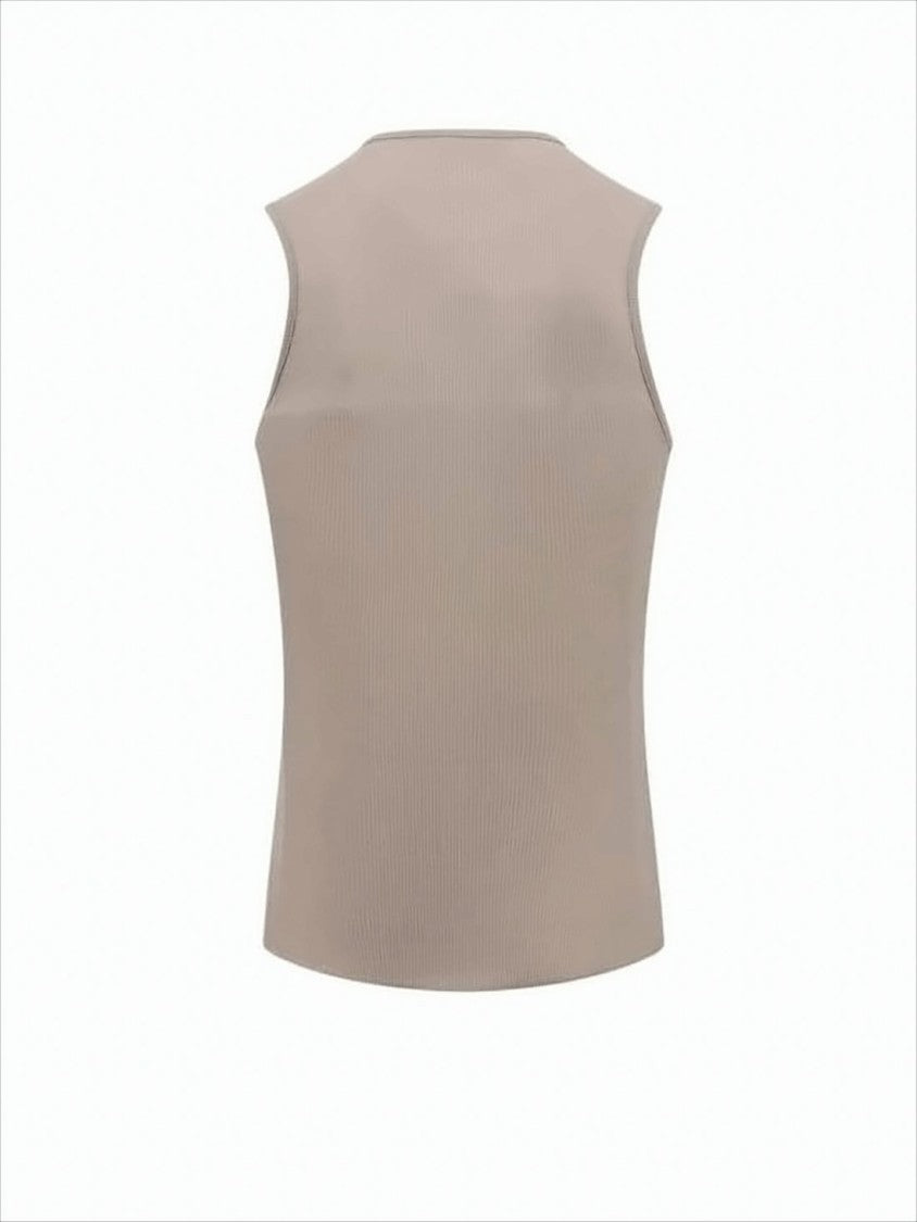 Ami Paris Ribbed Knit Sleeveless Top With Fitted Silhouette