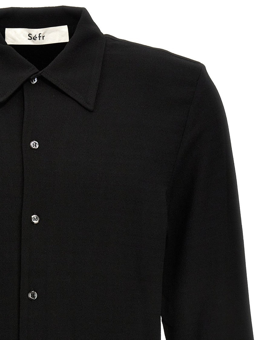 Séfr Long-Sleeve Black Casual Shirt With Classic Collar And Minimalist Design
