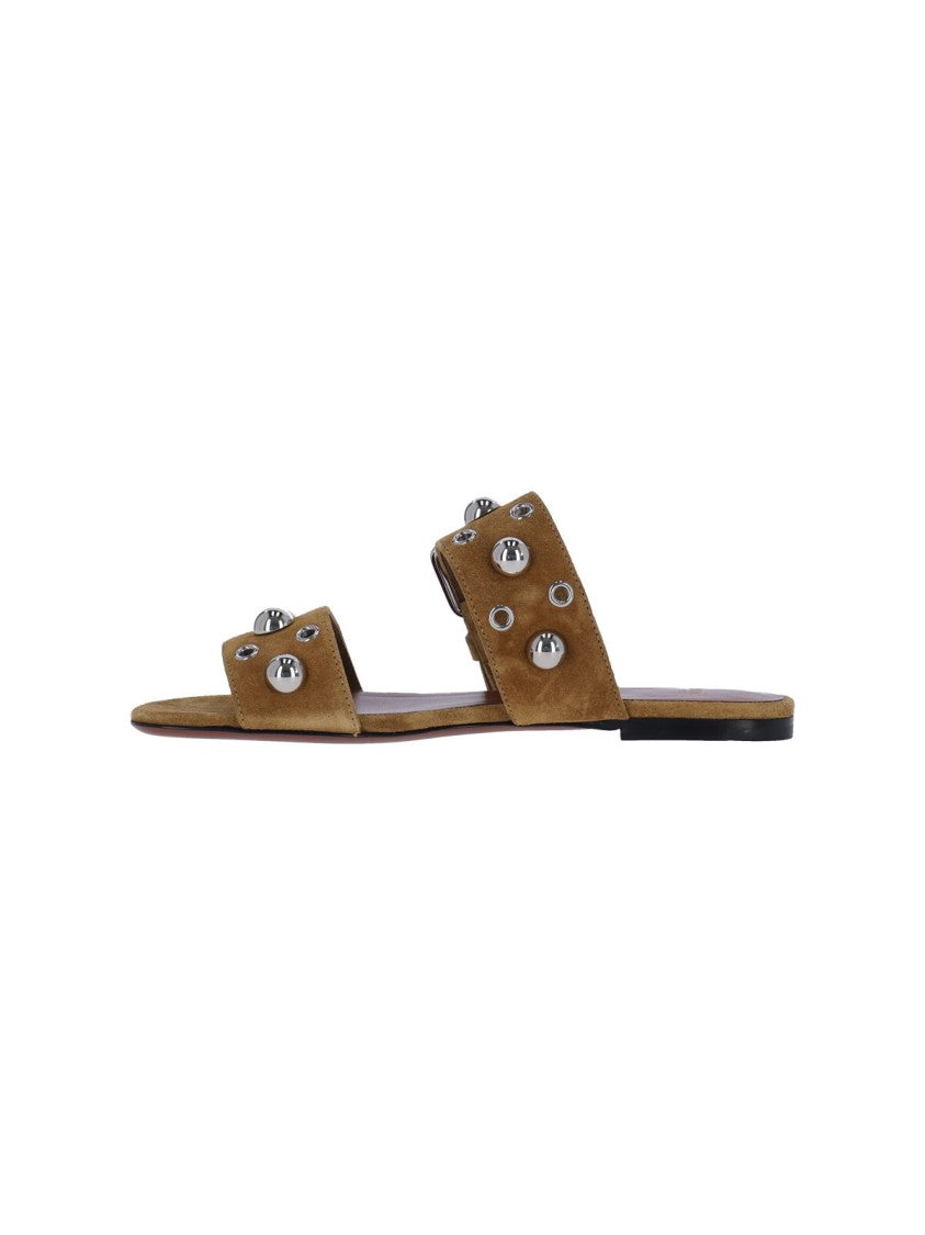 Valentino Garavani Beige Nellcôte Suede Studded Sandals
