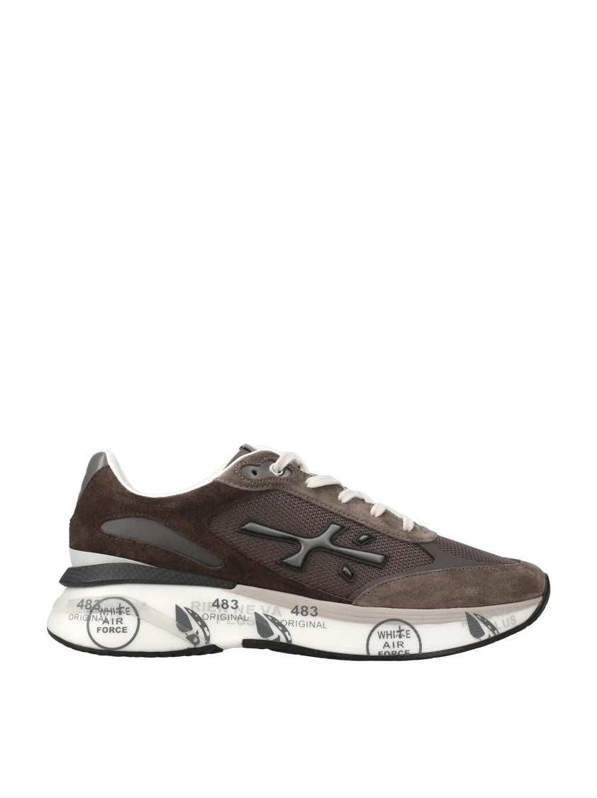 Premiata Brown Low-Profile Graphic Sneakers