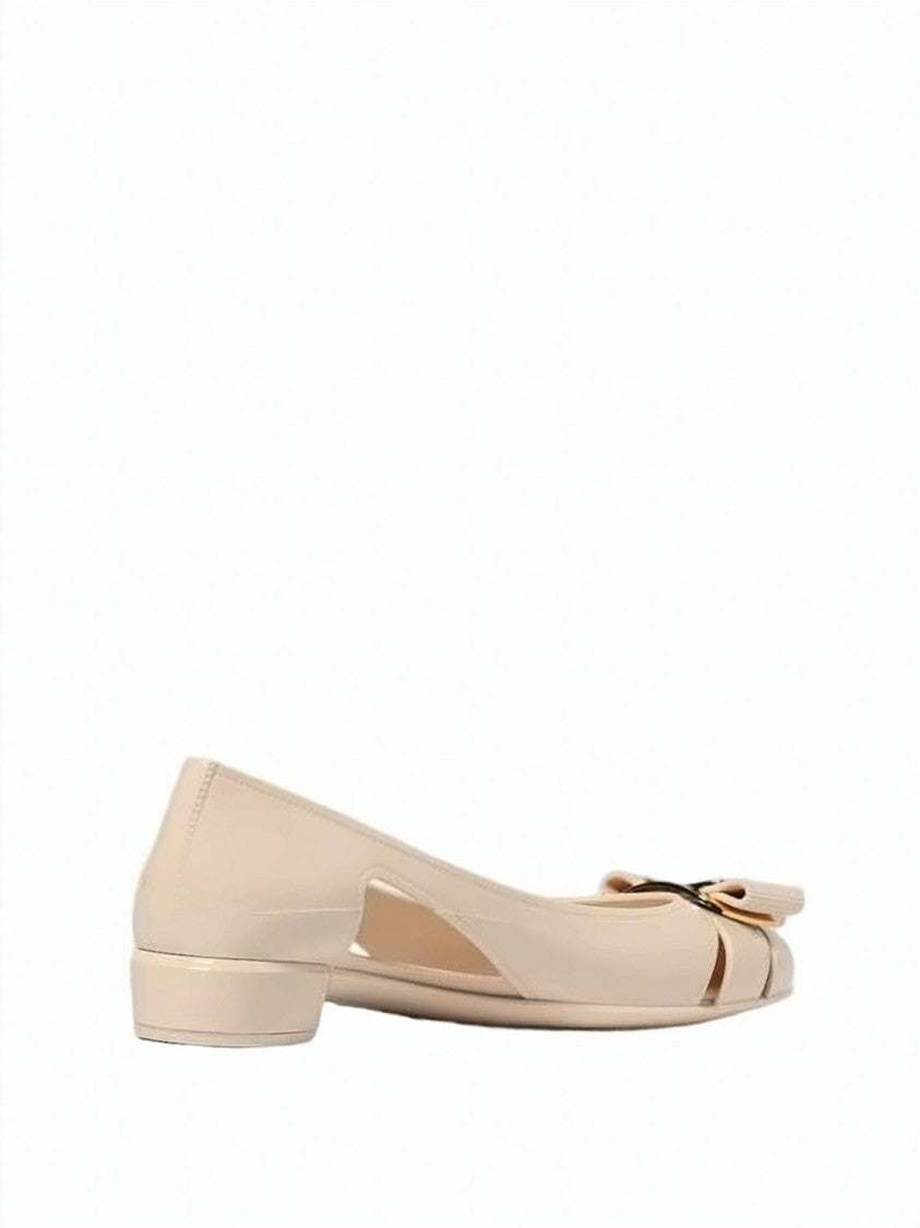 Salvatore Ferragamo Glossy Rubber Flats With Cut-Out Sides