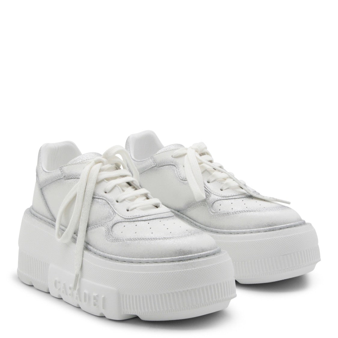 Casadei White Leather Platform Sneakers