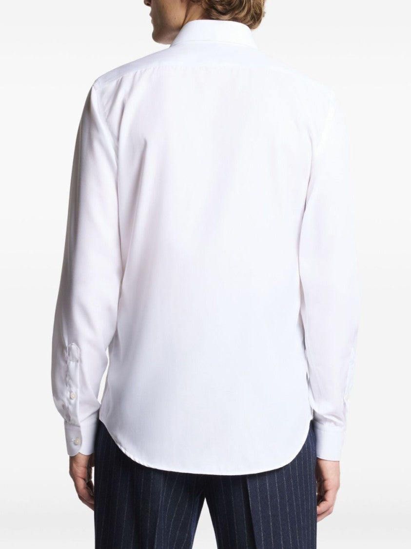 Fay Classic White Long-Sleeved Shirt With Structured Collar