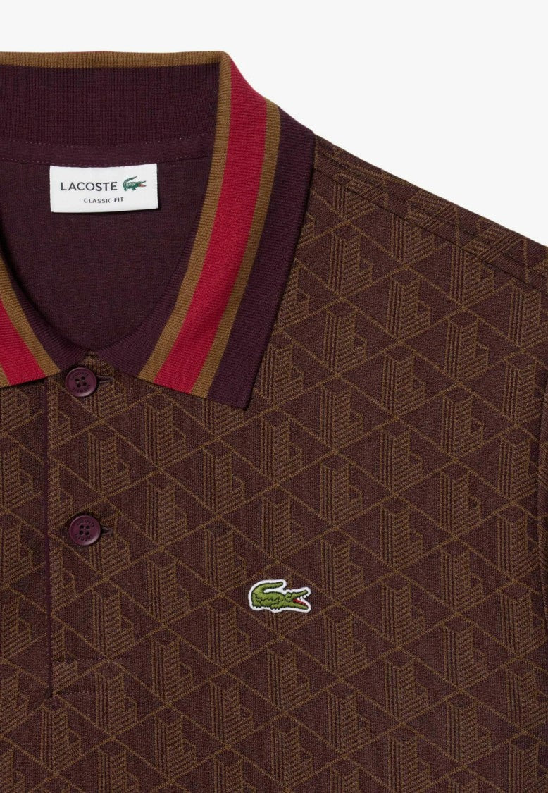 Lacoste Short-Sleeved Geometric Striped Polo Shirt