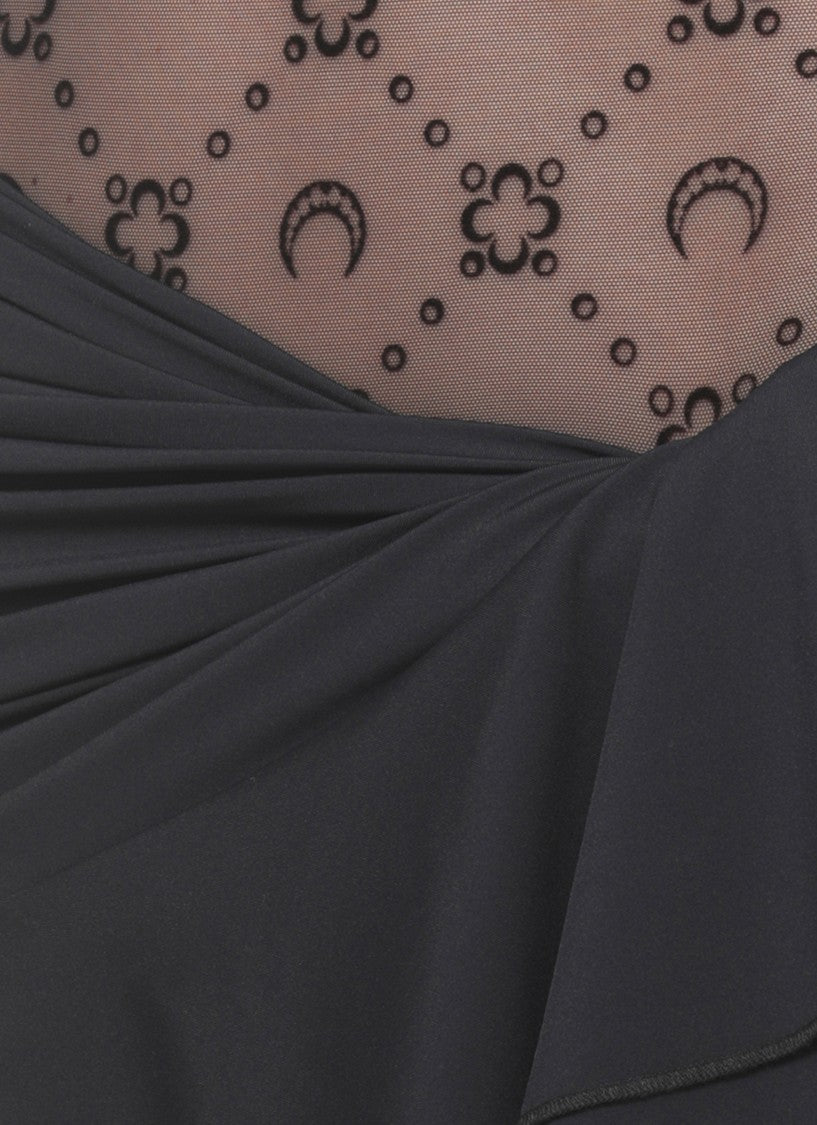 Marine Serre Moon Tulle Dress With Asymmetrical Hem And Structured Detailing
