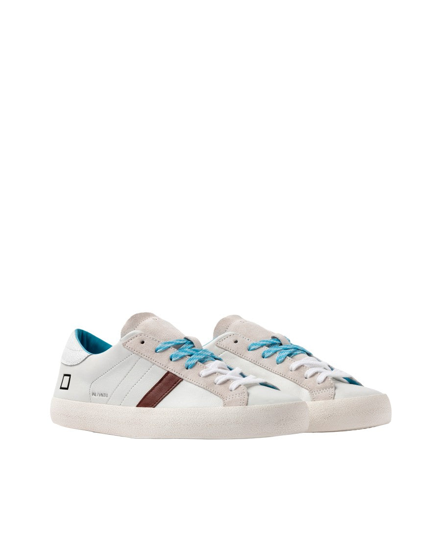 D.A.T.E Hill Low Vintage Calf Sneakers In White Turquois