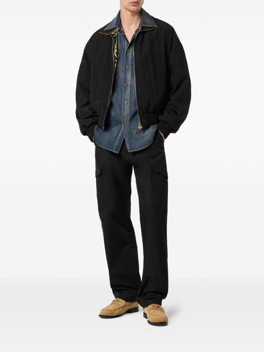 Versace Crinkled Black Nylon Windbreaker